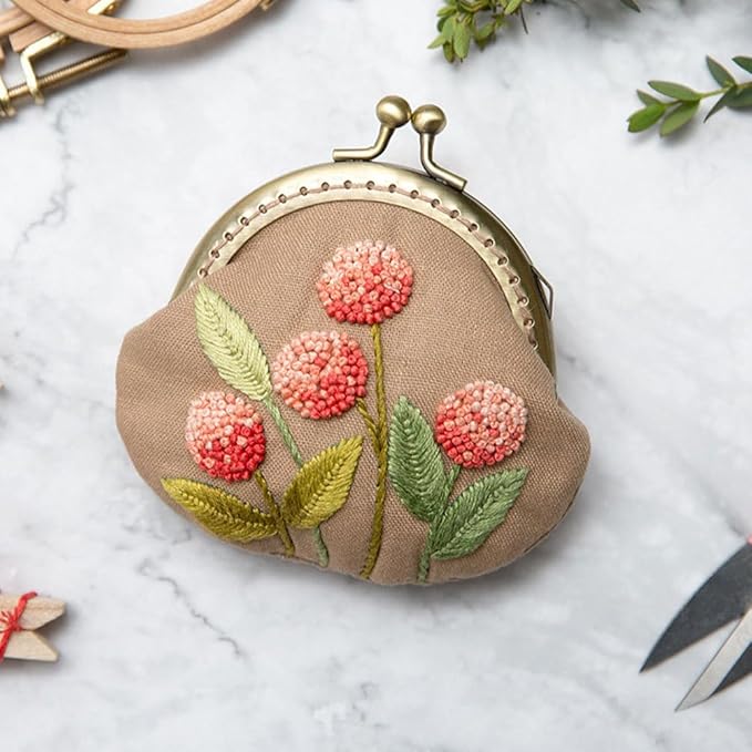 EXCEART 1 Set Embroidery Purse Material Kit Coin Purse for Women Kisslock Embroidery DIY Bags Purse Coin Purses Embroidery Kit for Beginners European Style Crafting Supplies Miss
