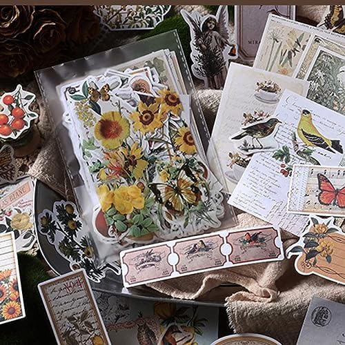 Alideco 200pcs Vintage Scrapbook Stickers Kawaii Fairy Scrapbooking Paper Washi Junk Journaling Supplies Collage Album Aesthetic Cottagecore Picture Frames(Plant Butterfly) - Image 2