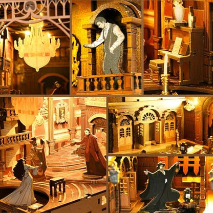 MiniCity Phantom of the Opera Book Nook Kit, DIY 3D Wooden Puzzle with LED - Image 4