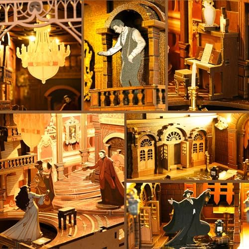 Phantom of The Opera Book Nook Kit, DIY Miniature Dollhouse Kit with LED - Image 4