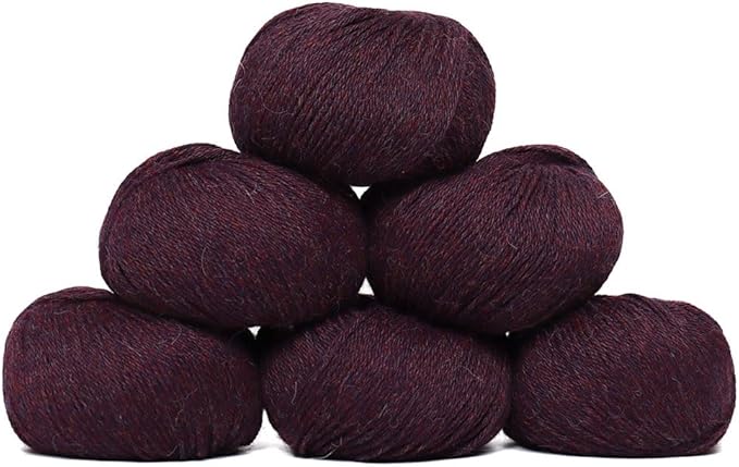 100% Baby Alpaca Yarn Wool Set of 6 Skeins (300 Grams) DK Weight - Made in Peru - Heavenly Soft and Perfect for Knitting and Crocheting (Plum, DK - 6 Skeins)