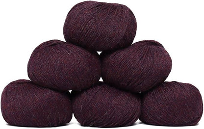100% Baby Alpaca Yarn Wool Set of 6 Skeins (300 Grams) DK Weight - Made in Peru - Heavenly Soft and Perfect for Knitting and Crocheting (Plum, DK - 6 Skeins)