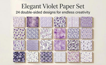 Purple Scrapbook Paper Vintage Flower Pattern Papers Pad 12×12,24 Sheets Double-Sided Spring Purple Floral Scrapbooking CardStock Paper Pad for Holiday Cardmaking DIY Junk Journal Papers. - Image 4