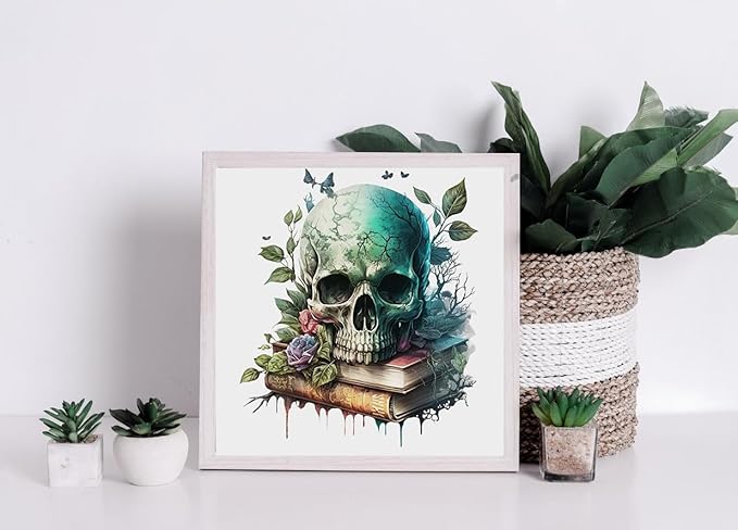 Moohue Stamped Cross Stitch Kits for Adults Clearance Skull 14CT Pre Printed Cross Stitch Kits for Beginners (Skull 3)