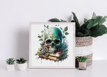 Moohue Stamped Cross Stitch Kits for Adults Clearance Skull 14CT Pre Printed Cross Stitch Kits for Beginners (Skull 3)