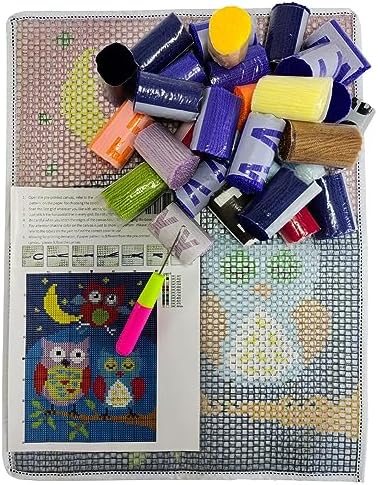 MIAOLLUN Latch Hook Kits, Cute Owl Under The Moon DIY Latch Hook Rug Crafts for Adults Beginner with Printed Canvas Pattern Embroidery for Home Decor Gift 52X38cm/20.5 Inch X15 Inch - Image 2