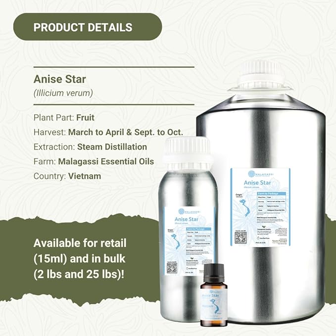 Nature Packaged Star Anise Essential Oil - Direct from Malagassi Essential Oils - Premium Star Anise Seed Oil for Aromatherapy, Diffuser, Candle, Soap, Skin and Hair (8oz)