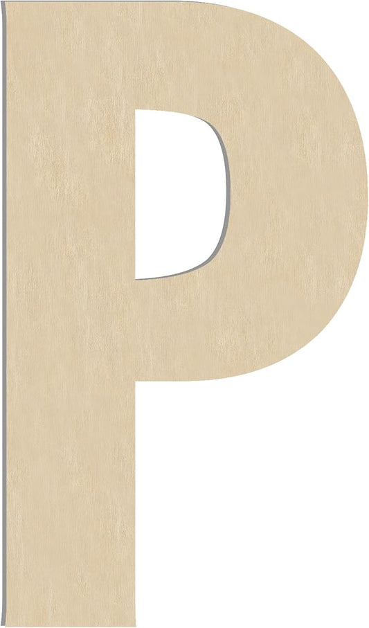 HILAZA 17 Inch Large Wooden Letter P, 1/4 in Thick Big Wood Letter for Wall Decor Crafts