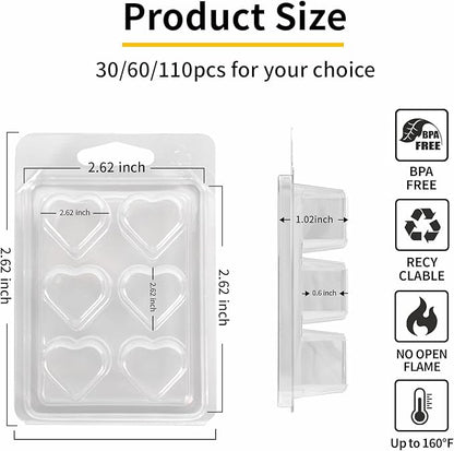 Wax Melt Container Clamshell Packaging Mold Box Stand for Plastic Clear Empty Wax Candle Melt Tart Packaging Cube Container Clamshell Mold Holder Organizer Tray Empty Shape Bulk wth Lids