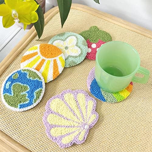 HAND U JOURNEY Punch Needle Coaster Kit, 6 Patterns & Yarns - Image 5
