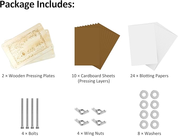 MeRGBWLife Large Flower Press Kit for Adults – 10.8"x6.9" Wooden 6-Layer Flower Press for Pressed Flowers, Herbs & Leaves, DIY Flower Preservation for Bookmarks, Weddings, and Craft Projects