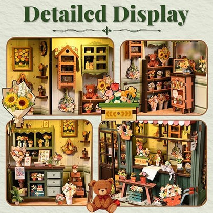 ISSEVE Book Nook Kit, Miniature House Kit Dollhouse Kits Bookshelf Décor - Image 4