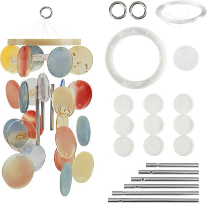 Temlum Silicone Resin Molds for Wind Chime, DIY Resin Wind Chime Molds Kit with Metal Tubes Resin Casting Mold for Home Décor Resin Craft Supplies