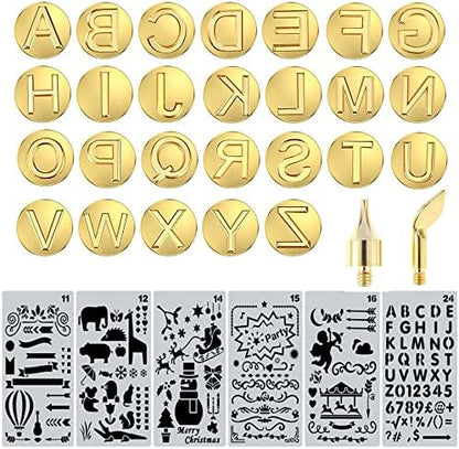 Wood Burning Tips Letters Uppercase Alphabet Branding and Personalization Set for Wood and Other Surfaces by Wooden Letters (Copper) by Ryoma