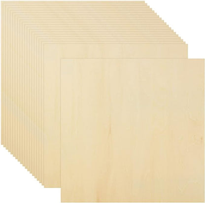 20PCS Basswood Sheets 1/8 x 12 x 12 Inch Plywood 3mm Square Wooden Board for Crafts, Unfinished Wooden Sheets 3mm Basswood for DIY Architectural Model MakingBurning Pyrography Drawing Laser Scroll