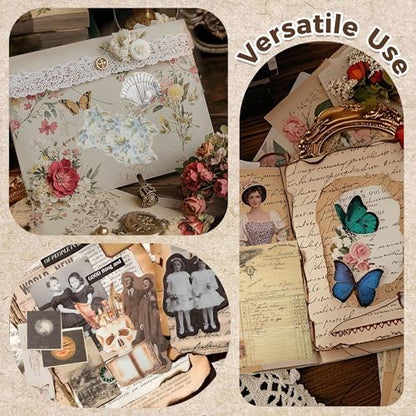 200 Sheets Vintage Scrapbook Paper Supplies, DIY Junk Journal Supplies, Decoupage Paper Aesthetic Room Decor Wall Retro Vision Board Supplies for Scrapbooking Embellishments Planner - Image 5