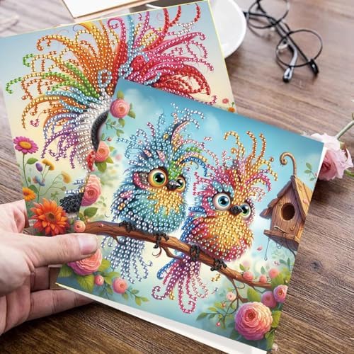 JISHSHAY 8 PCS Diamond Art Greeting Cards Bird Diamond Painting Birthday Cards Animal Gem Art Gem Painting Mosaic Kits for Adults for Thanksgiving Anniversary Valentine Graduation All-Occasion - Image 7
