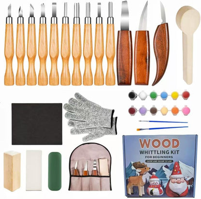Wood Carving Kit, Wood Carving Tools Wood Carving Knife with Basswood Blocks Woodworking Widdle Gift for DIY Beginners Adults (22 PCS) by Zursuny