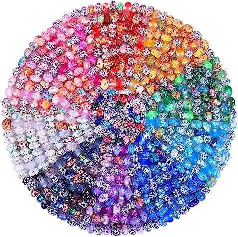Aipridy 200 Pcs Large Hole European Beads, Craft Supplies Kit, Assorted Mixed Color Lampwork Spacer Beads for DIY Bracelet Jewelry Making (200, Mixed Pack by Style(12)) by AIPRIDY