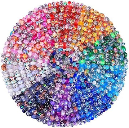 Aipridy 200 Pcs Large Hole European Beads, Craft Supplies Kit, Assorted Mixed Color Lampwork Spacer Beads for DIY Bracelet Jewelry Making (200, Mixed Pack by Style(12)) by AIPRIDY