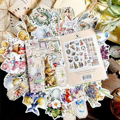 24 Sheets Easter Pattern Paper Set, 6" x 6" Patterned Cardstock Paper with 40 Pcs Stickers Scrapbooking Supplies Paper Rabbit Carrot Easter Egg Origami Paper - 12 Styles - Image 7