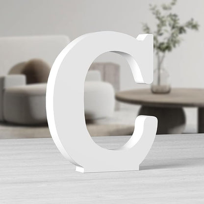 AOCEAN 10 Inch White Big Wood Letters, Unfinished Wooden Letters for Wall Decor Decorative Standing Letters Slices Sign Board Decoration for Craft Home Party Projects (C)