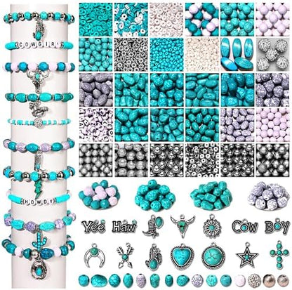 2300PCS+ Western Beads Charms for Bracelet Making Turquoise Clay Heishi Beads Letter Spacer Bead Cactus Star Cowboy Boot Charms for Western Jewelry Making Cowgirl Accessories by CEALXHENY