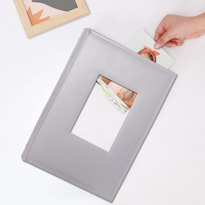 Vienrose Photo Album 4x6 300 Photos with Memo Area Leather Cover Large Capacity Slip-in Pictures Book for Wedding Baby Vacation, Grey