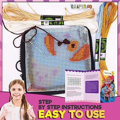 Needlepoint Kit for Kids Ages 6-12 - Cat & Dog Wallet Cross Stitch Craft - Image 3