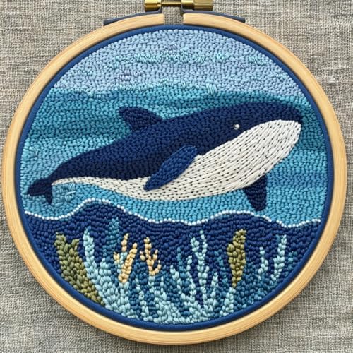 Punch Needle Kit for Beginners – Whale Punch Stitching Kit for Adults, DIY Needle Punch Kits for Art Crafts, Ideal for All Ages, Perfect for Festival Decorations & Gifts by Unknown