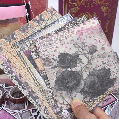 Diuhofart Vintage Scrapbooking Supplies Kit, 185pcs Junk Journal Kit with Scrapbook Paper A6 Aesthetic Notebook, Scrapbook Kit, Art Craft DIY Gift for Adult Women - Image 6