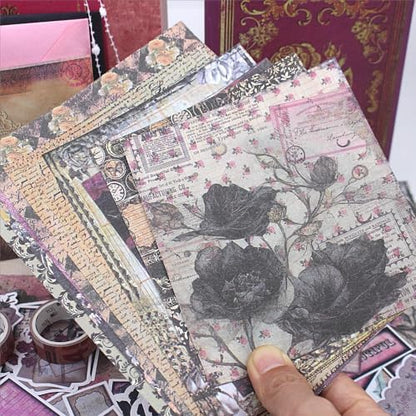 Diuhofart Vintage Scrapbooking Supplies Kit, 185pcs Junk Journal Kit with Scrapbook Paper A6 Aesthetic Notebook, Scrapbook Kit, Art Craft DIY Gift for Adult Women - Image 6