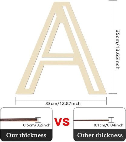 Large Wooden Letters 14 inch for Wall Decor Crafts Big Wood Letter A 1/5 Inch Thick Unfinished Alphabet Cutouts Paintable Letters for DIY Wreath Home Party Wedding Baby Nursery Decorations (A)