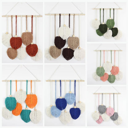 BUFANTL DIY Macrame Leaf Wall Hanging Kit for Beginners, Boho Woven Tapestry Craft Kit with Macrame Cord, Wooden Beads & Printed Instructions, Home Decor Macrame Kit for Adults - Image 5