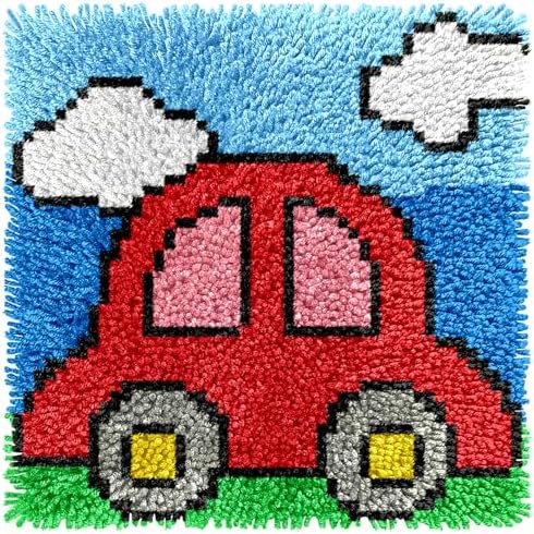 Manzapu Latch Hook Kits for Adults Beginner, 12x12 inch - 30x30 cm Cute Small Shaggy Rug Making Kits with Pre-Cut Yarn, Coded Canvas ＆ Crochet Hook Tool - Relaxing DIY Craft Gift by Manzapu