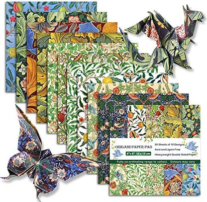 Origami Paper 6x6" Double Sided 50 Sheets 10 Colors Origami Kit,Craft Paper by Mifuner