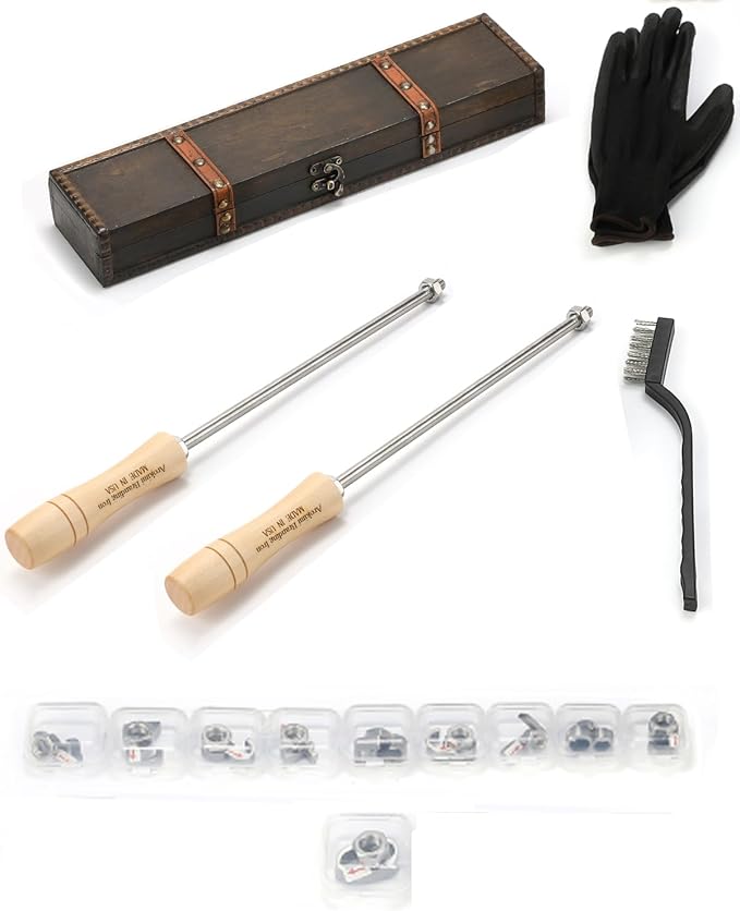 AIMOADO 1" 10 Pcs Number Branding Iron for Wood, Hats, Leather, Food - for Woodworking, BBQ, Steak, Personalized Gifts - with Wooden Box & 2 Handles (1" Number 0-9)