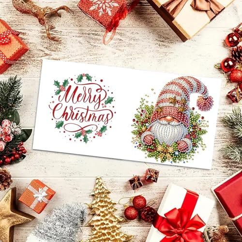 6Pcs Christmas Greeting Card DIY Diamond Art Painting Greeting Cards Blessing Folding Card Kit with White Envelopes Diamond Arts Crafts for Birthday Festival Gift-Goblin02 - Image 5
