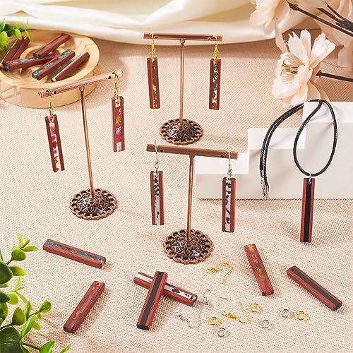 FASHEWELRY 12Pcs Wood Resin Earrings Charms Rectangle Wooden Earring Blanks Earring Findings for Earrings Jewelry Making with Earring Hooks & Jump Rings - Image 3