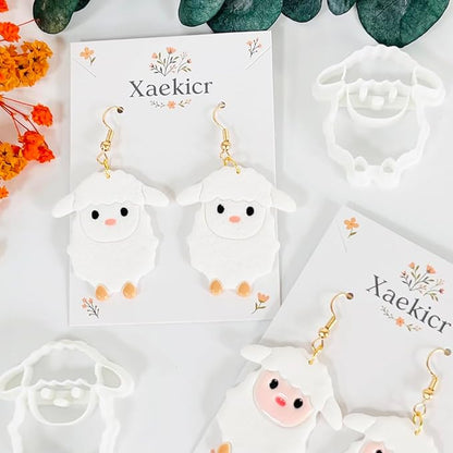 Xaekicr Cute Sheep Polymer Clay Cutters Set – Animal Clay Earring Cutters for Polymer Clay Jewelry Making – Clay Tools & Molds for DIY Crafts