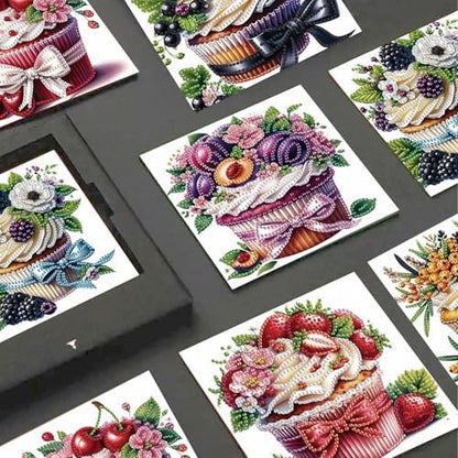 JISHSHAY 6 PCS Cupcake Diamond Painting Greeting Cards Cake Diamond Art Birthday Cards with Envelopes Gem Art Mosaic Kits for Adults, for Anniversary Valentine Thank You Graduation All-Occasion - Image 4