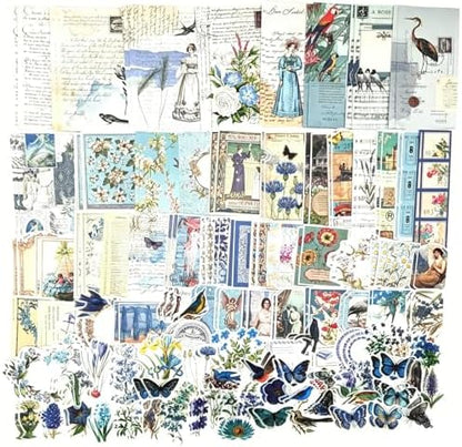 Esweny 200PCS Vintage Scrapbooking Supplies Kit for Journaling, Scrapbook Sticker Paper Pack for Junk Journal Planners Aesthetic Cottagecore Room Decor Wall Art Collage Album by Esweny