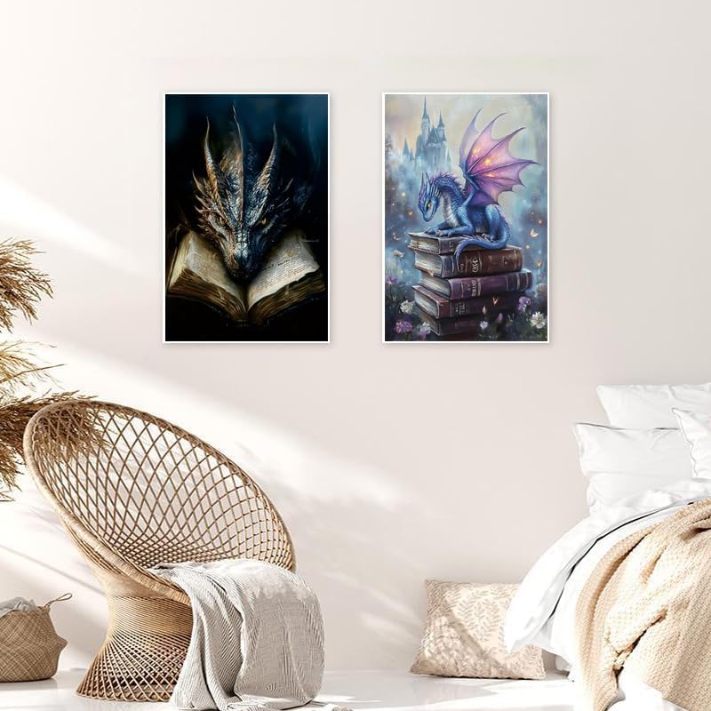 KYOQFVN 2 Pack Dragon Paint by Number Kits for Adults with Frame - Adult Paint by Numbers Kit on Canvas with Wooden Easel, Easy Acrylic Paintng by Numbers for Home Wall Decor8x12inch - Image 5