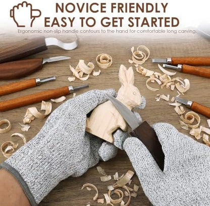 28 Pcs Professional Whittling Chisel Kit, Woodworking Hobby Kit, Ergonomic Carving Starter Set Portable Wood Carving Kit with PU Bag Present for Beginner Adult Kid DIY Fun - Image 6