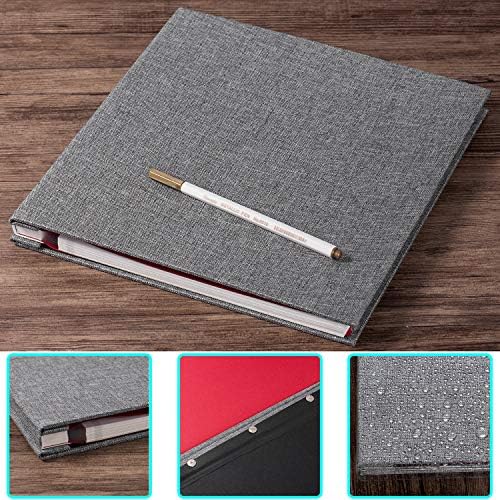 Large Photo Album Self Adhesive for 4x6 5x7 8x10 Pictures Magnetic Scrapbook Album 20 Sheets / 40 Pages Linen Cover DIY Photo Album with A Metallic Pen and and Plastic Board(Grey) - Image 6