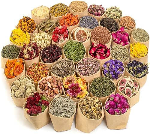 LAVEVE Dried Flowers, 40 Bags 100% Natural Dry Flower Herbs Kit for Crafts by LAVEVE