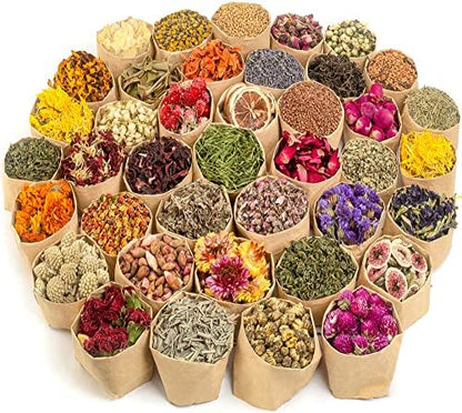 LAVEVE Dried Flowers, 40 Bags 100% Natural Dry Flower Herbs Kit for Crafts by LAVEVE
