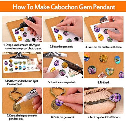 60Pcs Pendant Trays 5 Styles Resin Jewelry Making Kit with Glass Cabochons - Image 4