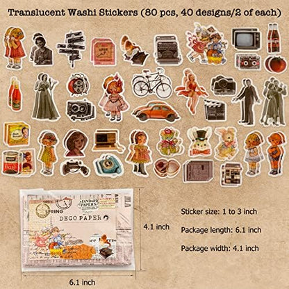 Knaid Vintage Scrapbook Supplies Pack (200 Pieces) for Junk Journal Bullet Journals Planners Aesthetic Paper Stickers Craft Kits Cottagecore Collage Album (Retro) - Image 4