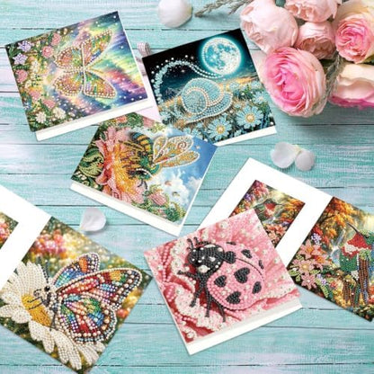 Artiphile DIY Pearl Art Painting Greeting Card Set Crafts Decor 6-Piece Foldable Cards Kit with Envelopes and Tools for Holiday Wishes Adult Crafting Project-Insect - Image 5
